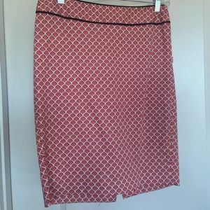 Orange Multi-Colored Patterned Pencil Skirt - 0